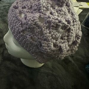 Elegant Purple Crochet Beanie